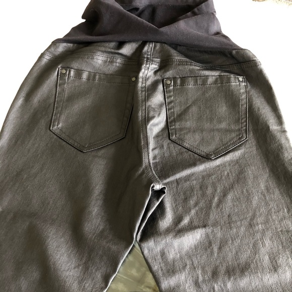 Indigo Blue Faux Leather Maternity Skinny Jeans - Picture 6 of 6